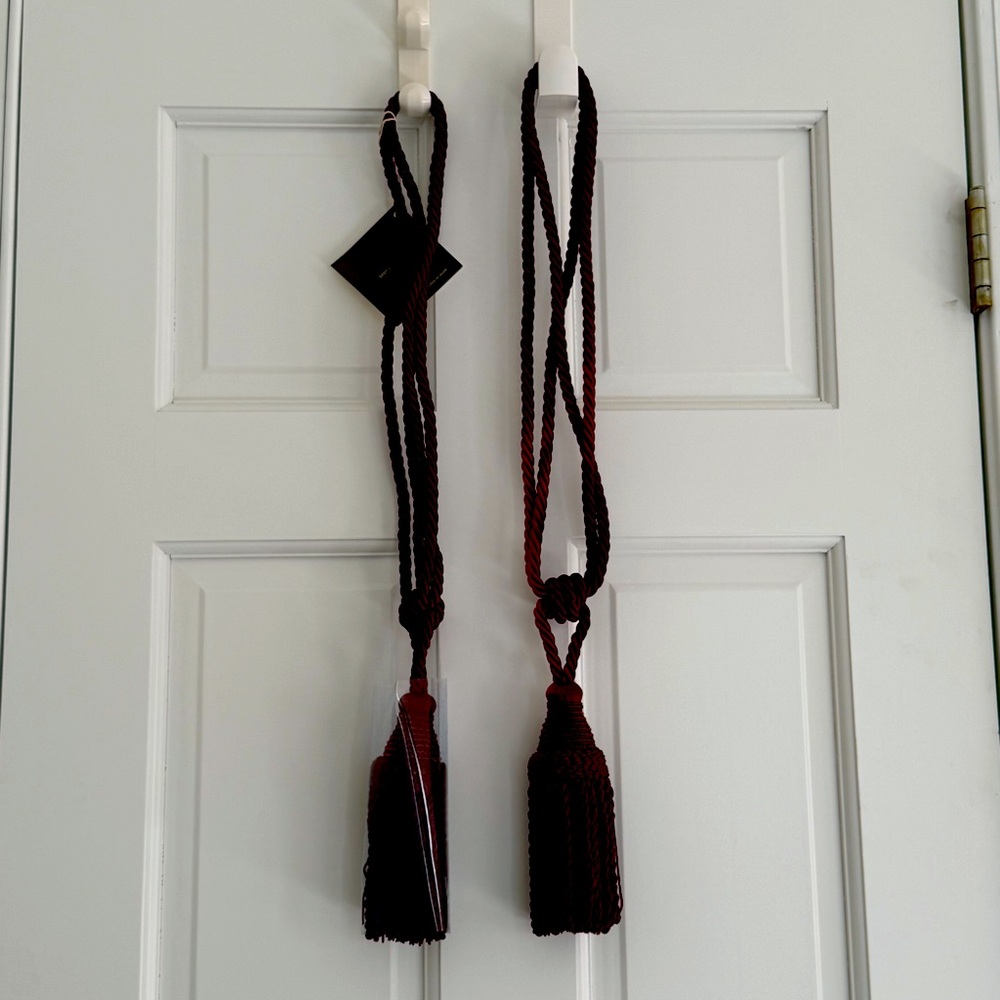 Pottery Barn Seville Burgundy Rope Tieback  Bead Accent Vintage New with Tag